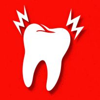 Illustration of tooth pain on vibrant red background image graphic of a painful tooth in need of emergency care from abington center in clarks summit